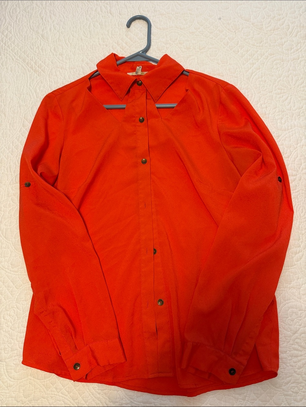 Gianni Bini orange Cutout Button-Front Blouse, like new
